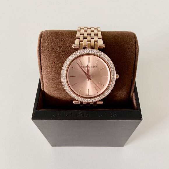 MICHAEL KORS Rose Gold Tone Watch with Pavé Crystals - Picture 1 of 8